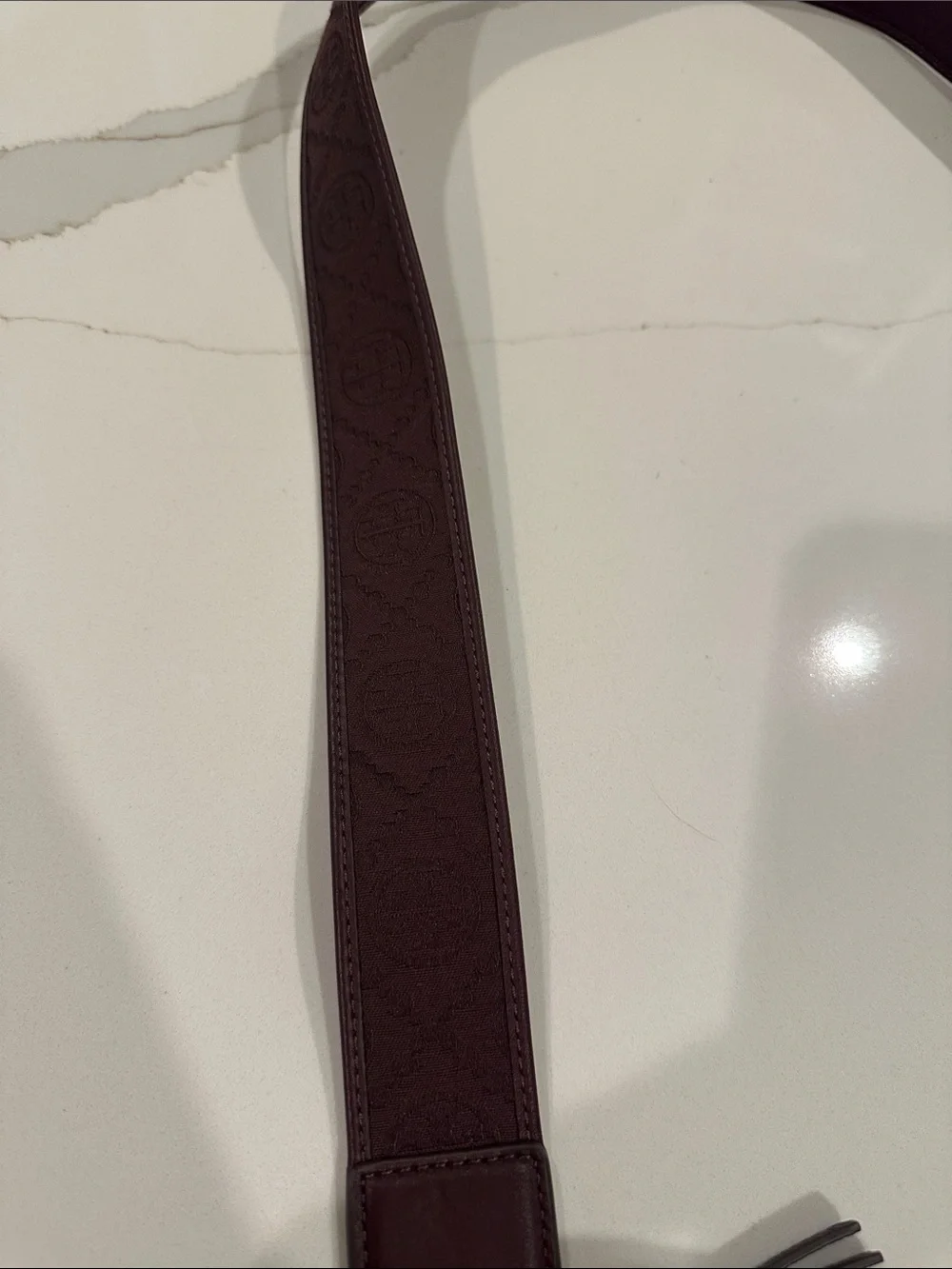 Tory Burch Pebbled Leather Crossbody in Deep Burgundy